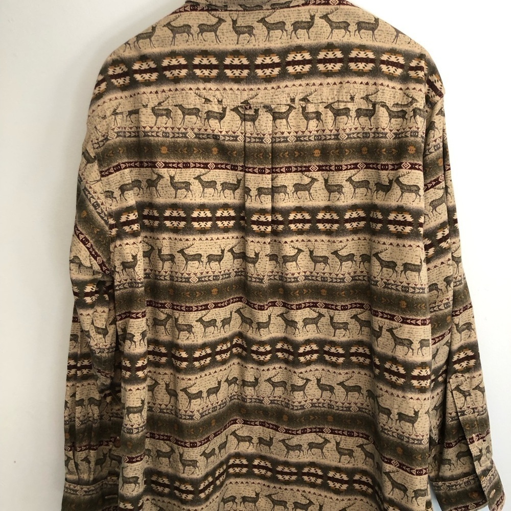 Woolrich Shirt Mens XL Olive Deer Aztec All Over Print Southwest Button Down - Picture 4 of 9